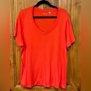Lovely Bright Oramge Sejour V-neck Top